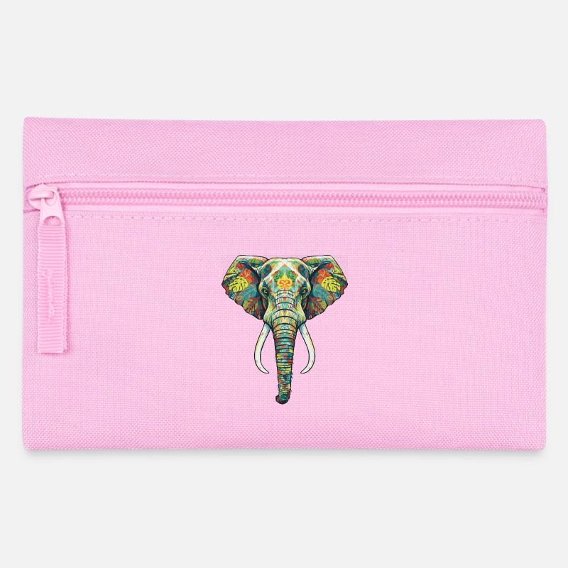 Éléphant fleur coloré - Trousse - rose