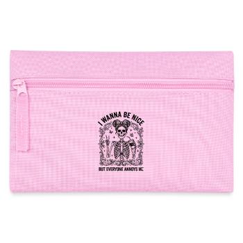 Real Irony Skeleton Humor Statement - Pencil Case - pink - Front