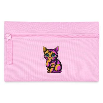 Bunter nachdenklicher Kater Neonfarben - Federtasche - Rosa - Vorne