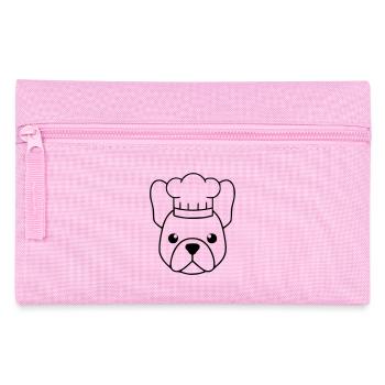 Frenchie Chef's Hat Head Outline - Pencil Case - pink - Front