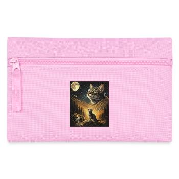 Mond Katze über Wolkenwald Katze heult Mond an - Federtasche - Rosa - Vorne