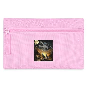Mondnacht Wolf Rudel im Sternenlicht - Federtasche - Rosa - Vorne