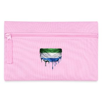 Sierra Leone Flag Drop Art - Pencil Case - pink - Front