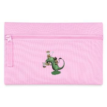 Kawaii Campingkatzen reiten auf Dinosaurier-Shirt - Federtasche - Rosa - Vorne