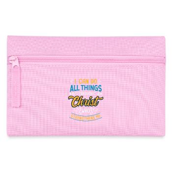 Through Christ Strengthens Me Bible Verse Design - Federtasche - Rosa - Vorne