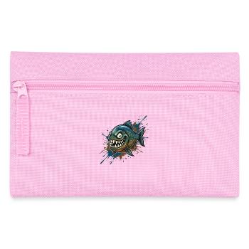 Mutiger Piranha mit Farbspritzern - Federtasche - Rosa - Vorne