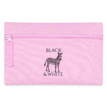 Black & White Vector Zebra - animal design - Pencil Case - pink - Front