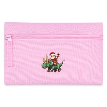 Dinosaur triceratops Santa Claus Cartoon - Pencil Case - pink - Front
