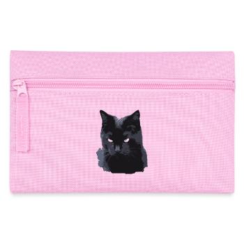 chat noir black cat mignon cute miaou meow - Trousse - rose - Devant