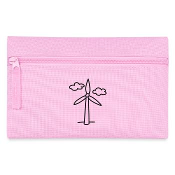 Wind turbine - green energy - line - Pencil Case - pink - Front