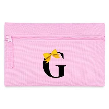 Lettre G nœud jaune - Trousse - rose - Devant