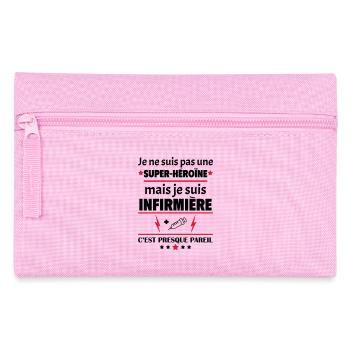 Pas une super-héroïne infirmière, fête des mères - Trousse - rose - Devant