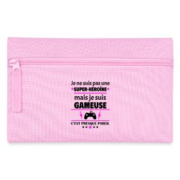 Pas super-héroïne gameuse, fête des mères, noël - Trousse - rose - Devant