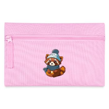 Niedlicher roter Panda mit Schal und Pudelmütze. - Federtasche - Rosa - Vorne