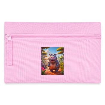 super süße afrikanische Tiere – Nilpferd - Federtasche - Rosa - Vorne