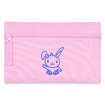 Lapin saluant amicalement la main agitant bonjour - Trousse - rose - Devant