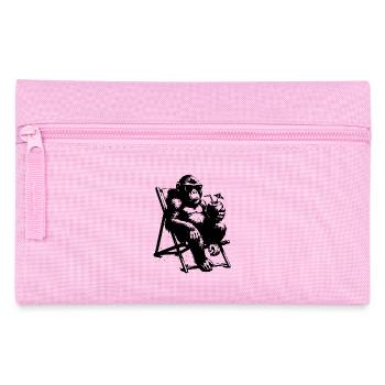 Lazy monkey on deck chair - Pencil Case - pink - Front