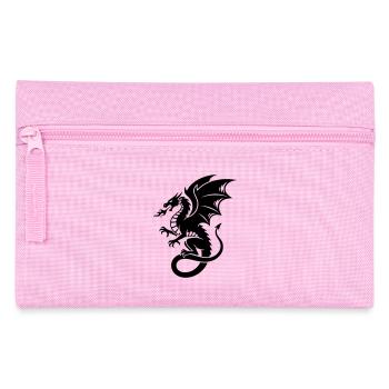 Mächtiger Drache | Schwarzes Tribal Tattoo - Federtasche - Rosa - Vorne