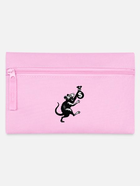 Ratte mit Geldsack im Banksy-Style - Federtasche - Rosa