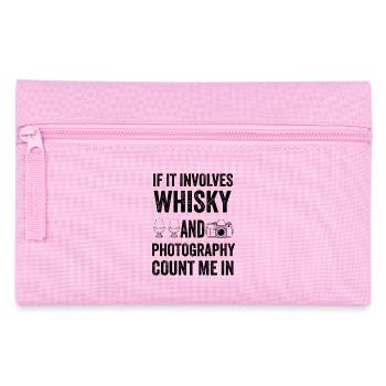 Whisky & Photography - Funny Hobby Design - Pencil Case - pink - Front