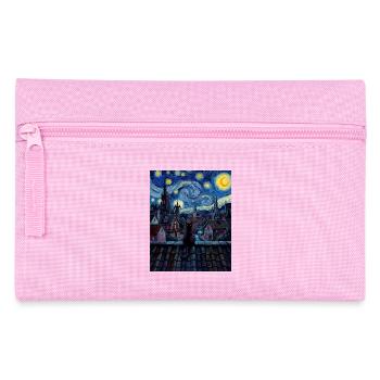 Chat nocturne sur la ville au clair de lune - Trousse - rose - Devant