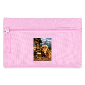 Hund Bier Outfit für Wanderung Berge Alpen  - Federtasche - Rosa - Vorne