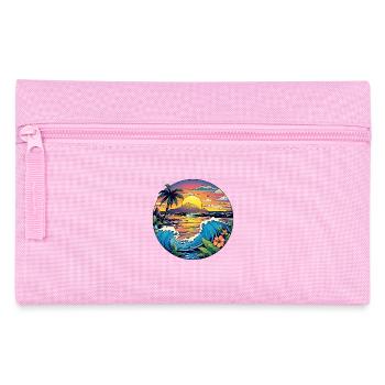 Vagues enchanteresses, plage de sable, palmiers, mer - Trousse - rose - Devant