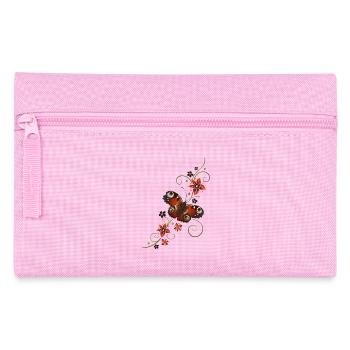 Tagpfauenauge mit Blumen und Tribal - Federtasche - Rosa - Vorne