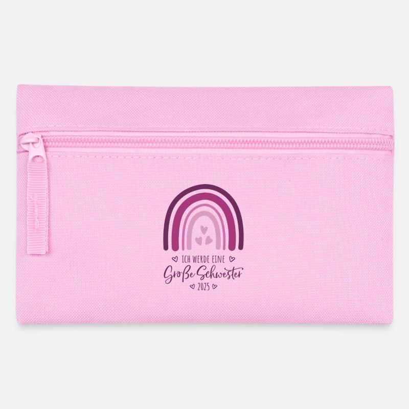 Ich werde eine große Schwester 2025 Regenbogen - Federtasche - Rosa