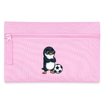 Cooler Pinguin Sonnenbrille Fußballspieler - Federtasche - Rosa - Vorne