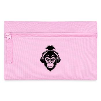 Entspannter Affe Wireless Kopfhörer Café Shirt - Federtasche - Rosa - Vorne