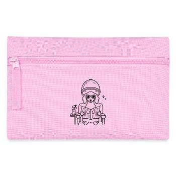 Hund Dackel beim Frisör Minimalistisch Line Art - Federtasche - Rosa - Vorne