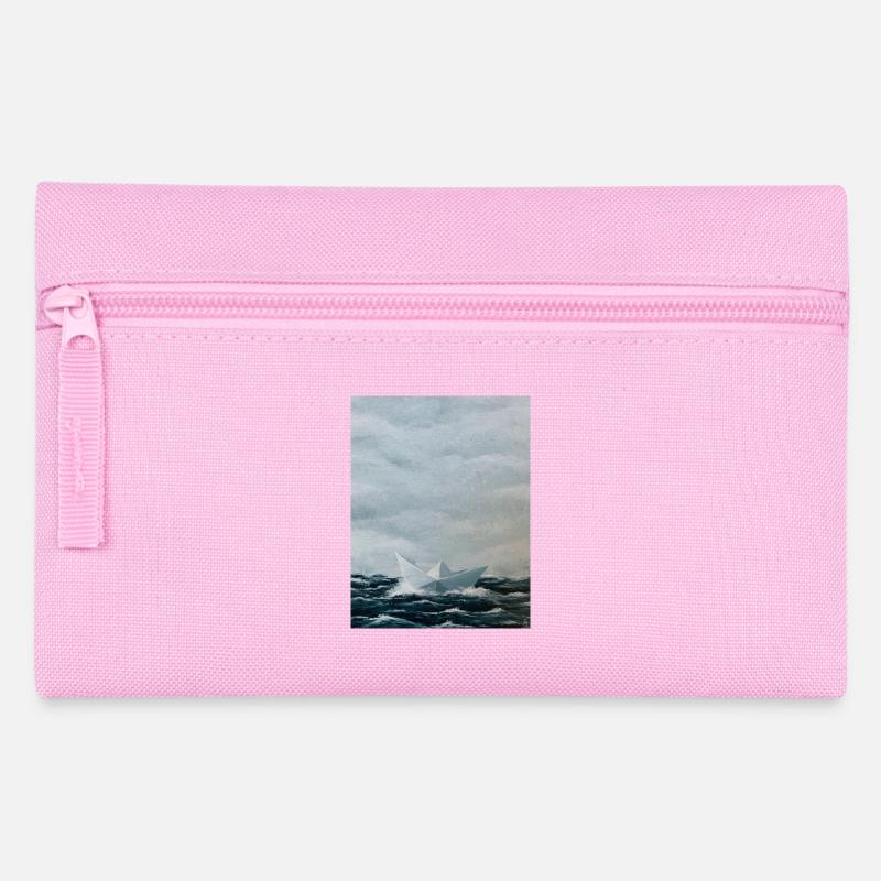 Origami ship on rough seas - Pencil Case - pink