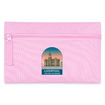 Liverpool UK Vintage Travel Poster Art - Pencil Case - pink - Front
