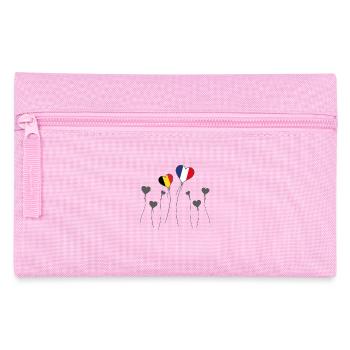 Drapeaux Français et Belge France Belgique coeur - Trousse - rose - Devant