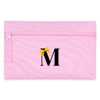 Lettre m nœud jaune - Trousse - rose - Devant