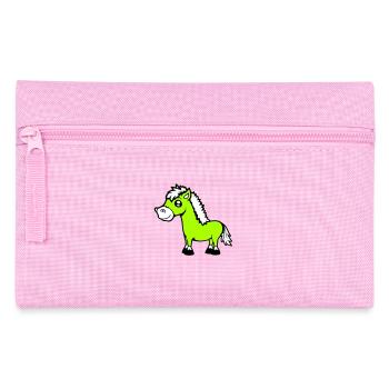 Pferd steht Reiter Cartoon reiten süß Comic Cool - Federtasche - Rosa - Vorne