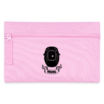 Schweißhelm für Schweißer mit Textbanner - Federtasche - Rosa - Vorne