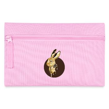 gold-colored rabbit head in high-gloss look - Pencil Case - pink - Front