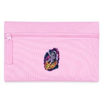 Space Cat on Pizza Galactic Journey - Pencil Case - pink - Front