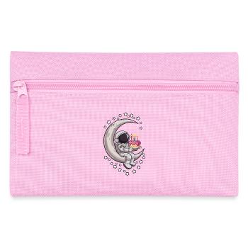 Astronaut celebrates on the moon - Pencil Case - pink - Front