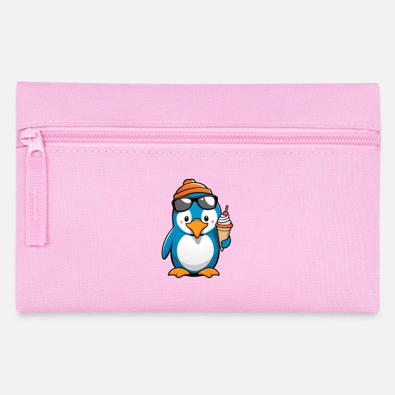Lässiger Pinguin mit Eis – Lustiges Sommermotiv - Federtasche - Rosa