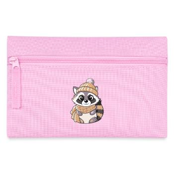 Niedlicher Waschbär mit Schal und Pudelmütze. - Federtasche - Rosa - Vorne