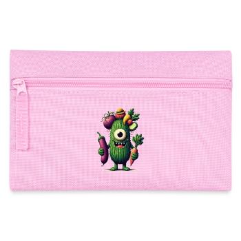 drôle mignon monstre avec des légumes concombre borgne - Trousse - rose - Devant