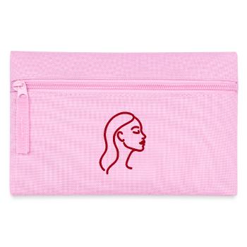 Line Art Woman Profile – Minimalist - Pencil Case - pink - Front
