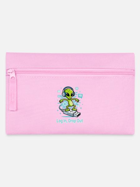 👽 Alien auf dem USB-Surf - Federtasche - Rosa