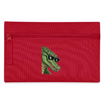 Lässiger Krokodil mit Sonnenbrille - Federtasche - Rot - Vorne