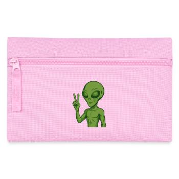 Alien Außerirdischer Frieden Peace - Federtasche - Rosa - Vorne