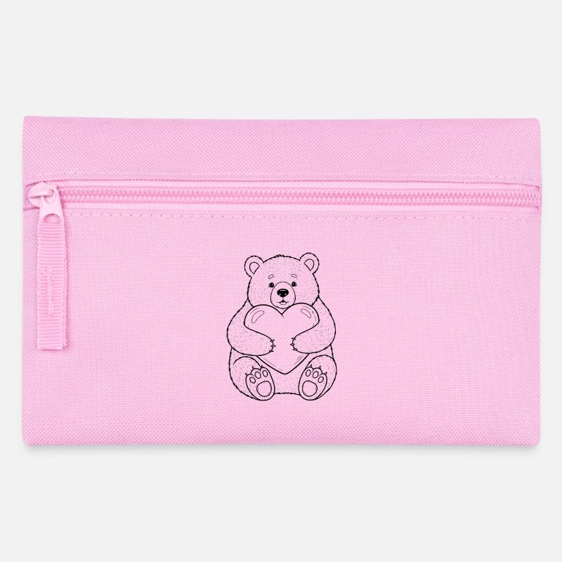 Teddybär mit Herz – kuschelige Liebe - Federtasche - Rosa