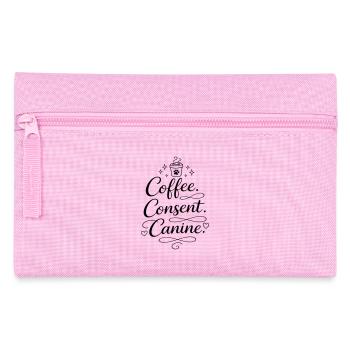 coffee, consent, canine - Pencil Case - pink - Front